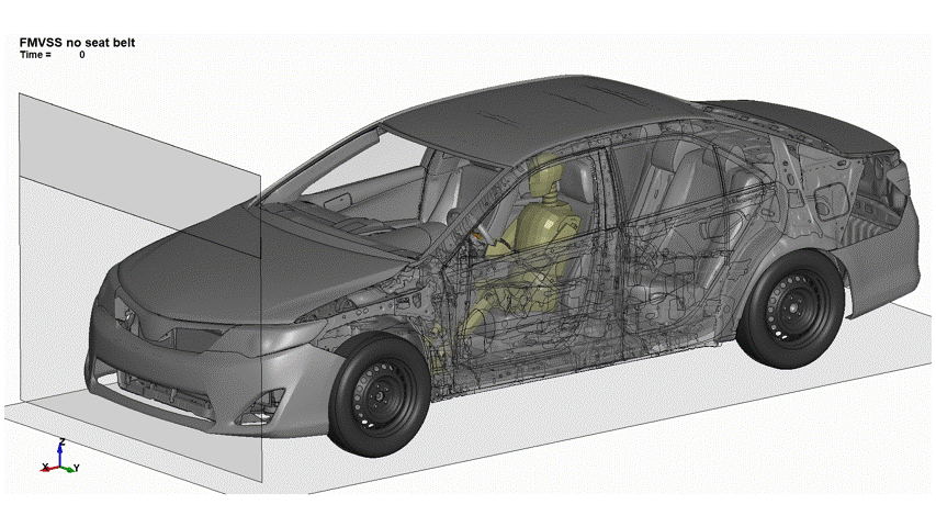 シートベルト非着用状態のLS-Dynaによる衝突解析結果