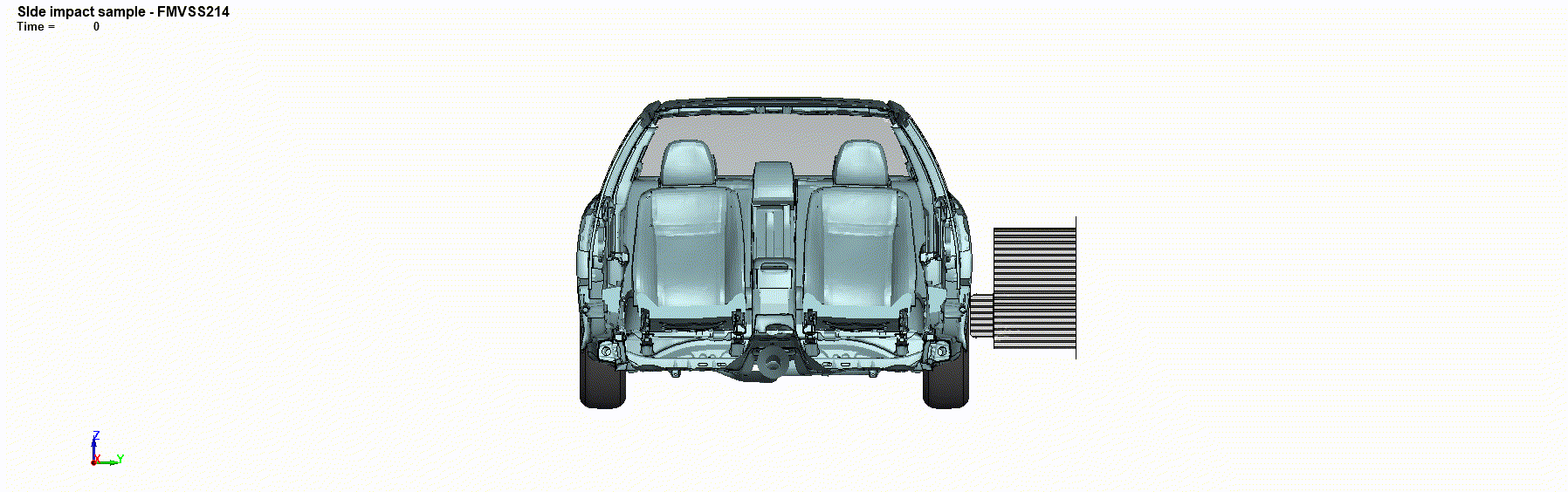側面衝突による乗員傷害値予測シミュレーション受託
