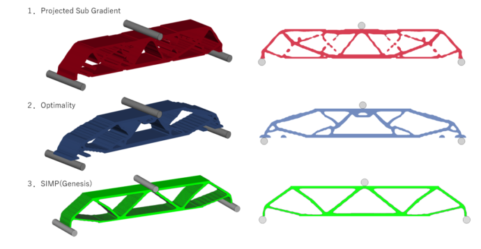 LS-TaSCとGenesisでトポロジー最適化した梁の形状比較