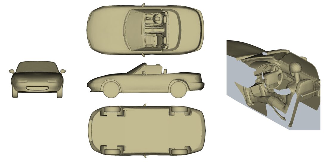 NAロードスターの流体解析用メッシュモデル