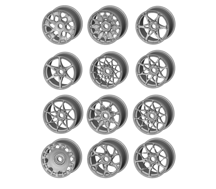 ボツ案になったトポロジー最適化したホイールたち