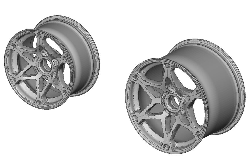 クローニング制約を使用してサイズ違いを同一形状で最適化したホイール